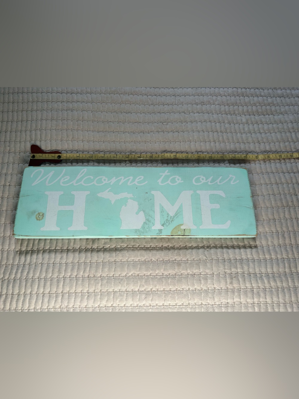 Rustic Welcome Home Wall Sign - Aqua Blue